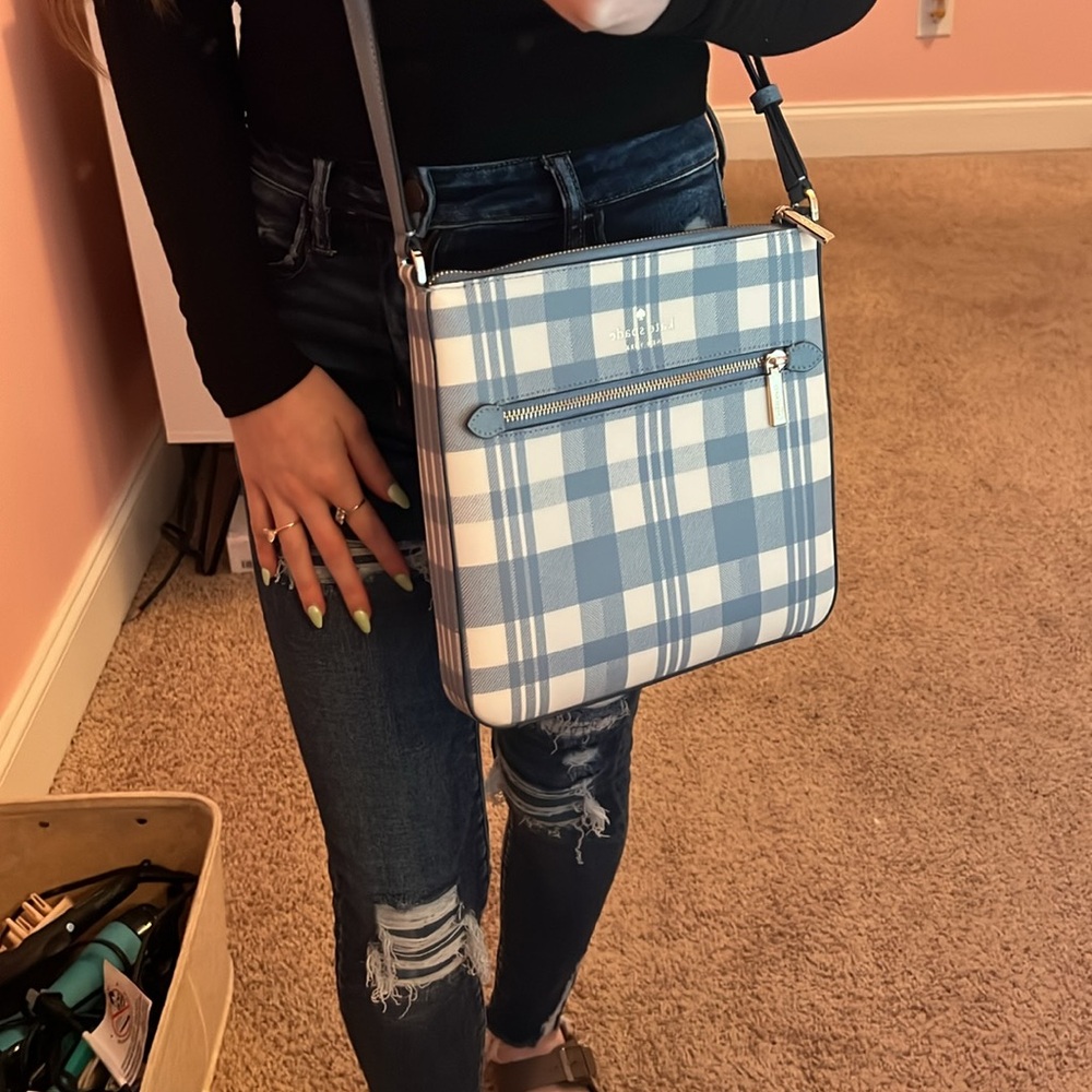 Kate Spade Sadie Crossbody – Blue Gingham Print